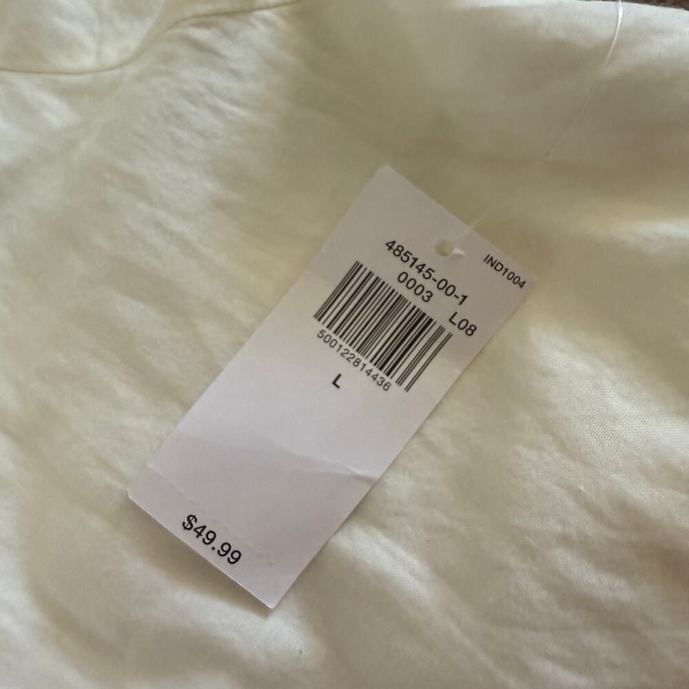 NWT Old Navy Women's Cream and Black Embroidered Mini Swing Dress Size L Cotton - Picture 7 of 7